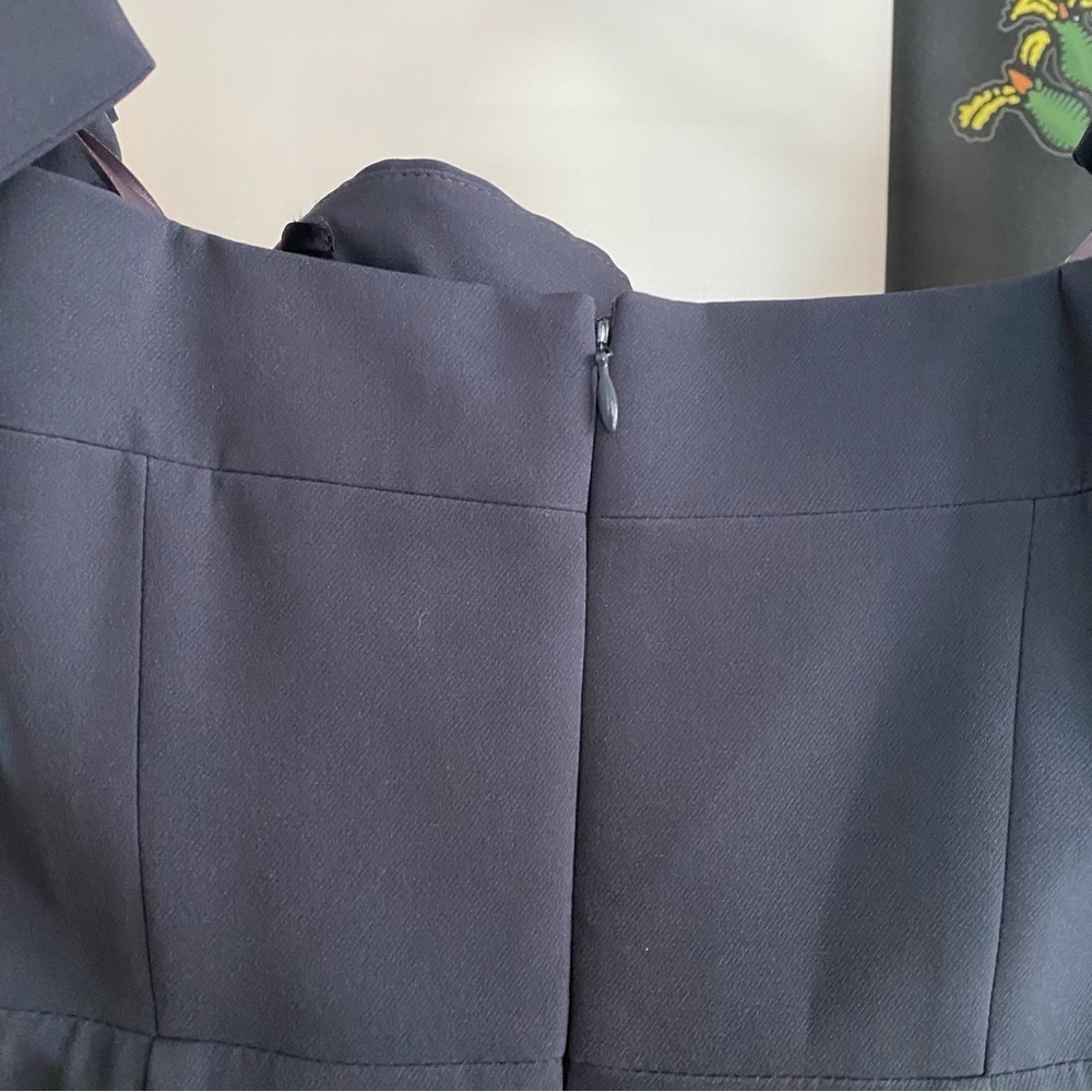 Milly Dark Gray Brit Off The Shoulder Bow Cady Sheath Dress - Picture 9 of 16